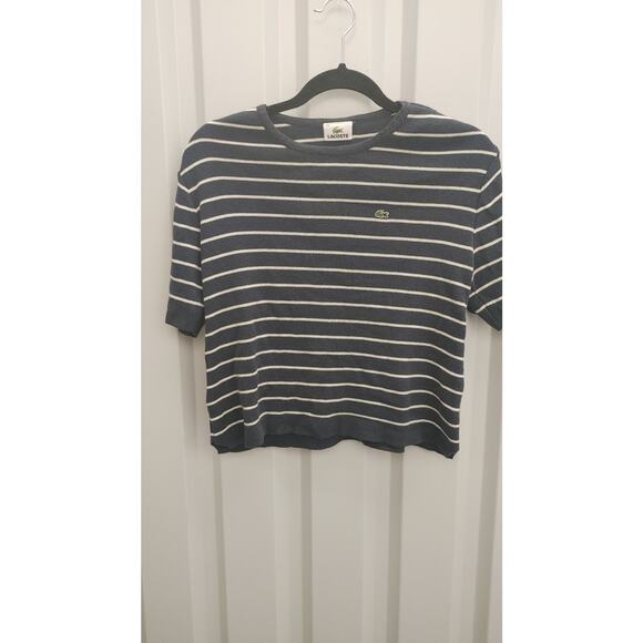 Lacoste Tops - Vintage Lacoste Crop Top Striped Blue White Nautical Sz 44 10-12 Women Large